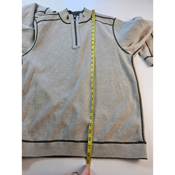 Tommy bahama size L (?) Mens REVERSIBLE 1/4 zip green beige EUC Warm sweater - Picture 6 of 7